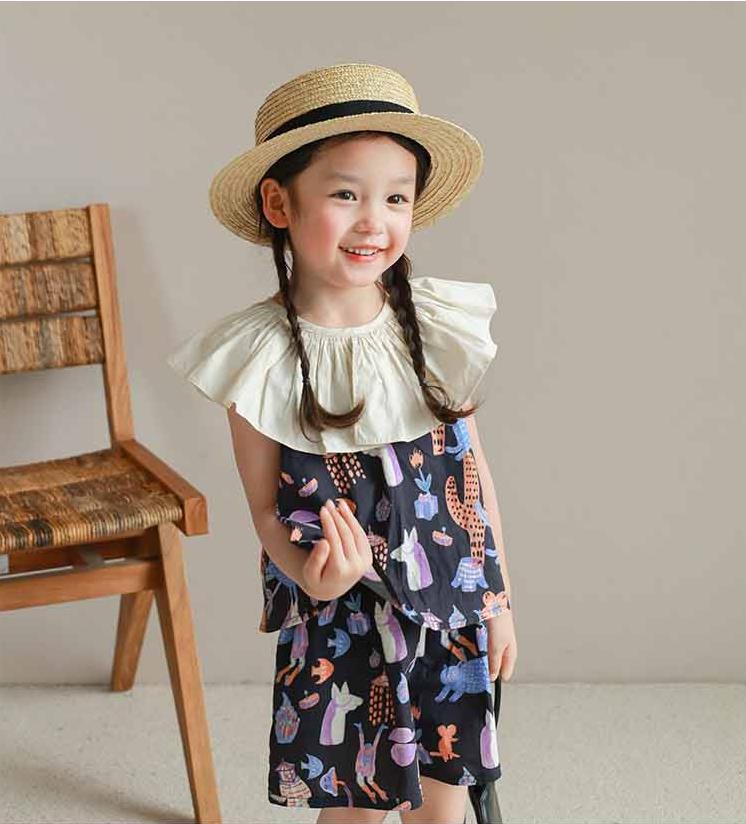 [507S1106] - Setelan Baju Kutung Celana Pendek Anak Perempuan - Motif Aquatic Animal