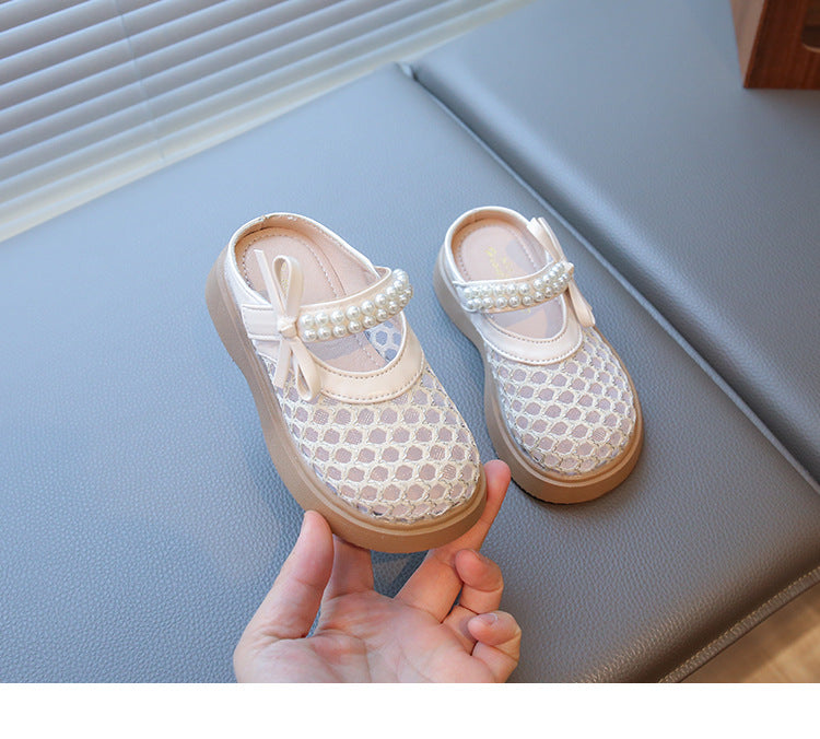 [381298 Size 26-37] - Sepatu Sandal Slip On Versatile Korean Version Anak Perempuan Cewek - Motif Hollow Pearl - BABYHOKI STORE - BABYHOKI STORE