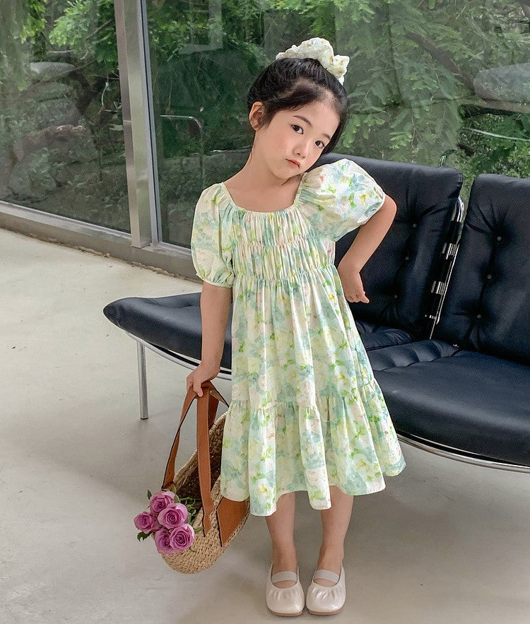 [5071024] - Baju Dress Lengan Pendek Fashion Anak Perempuan - Motif Fresh Flower