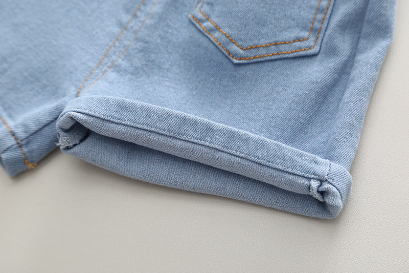 [340373] - Baju Setelan Blouse Celana Jeans Fashion Anak Perempuan - Motif Flower Brooch