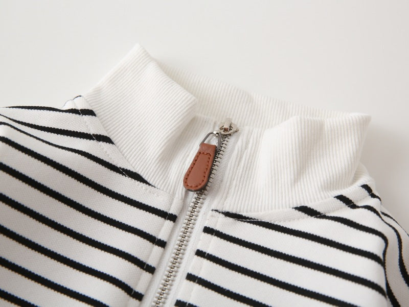 [383200] - Baju Atasan Sweater Kerah Lengan Panjang Anak Laki-Laki - Motif Zipper Line
