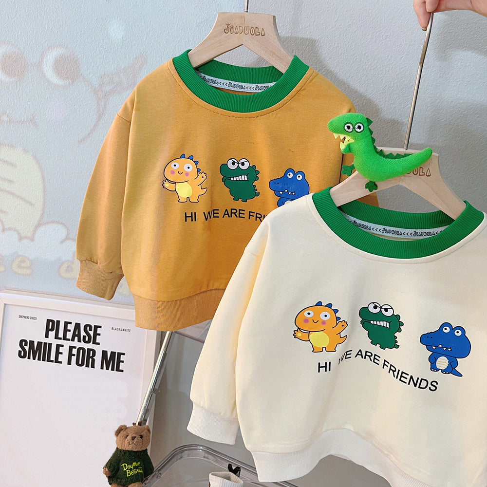 [340290] - Setelan 3D Sweater Bawahan Overall Anak Cowok - Motif Pocket Dino