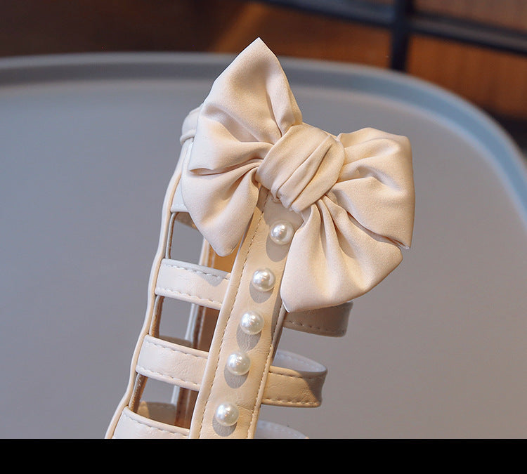 [381271 Size 26-36] - Sepatu Sandal Gladiator Shoes Anak Perempuan Cewek - Motif Bow Pearl Roman - BABYHOKI STORE