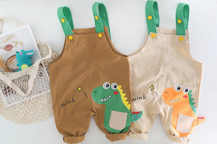 [340290] - Setelan 3D Sweater Bawahan Overall Anak Cowok - Motif Pocket Dino