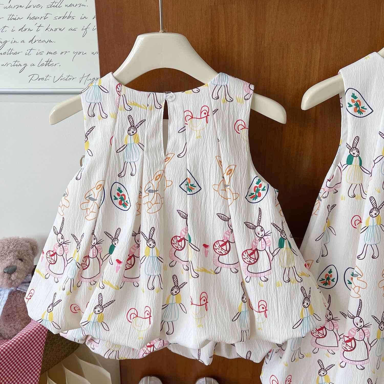 [963287] - One Set 2in1 Baju Setelan Atasan Lengan Kutung Bawahan Celana Pendek Korean Version Style Anak Perempuan Cewek - Motif Cute Bunny - BABYHOKI STORE