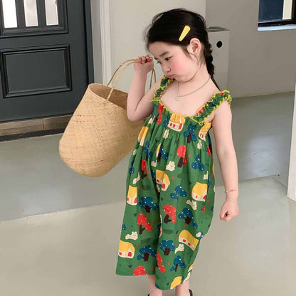 [507984] - Setelan Baju Jumpsuit Karet Kutung Fashion Anak Perempuan - Motif House Tree