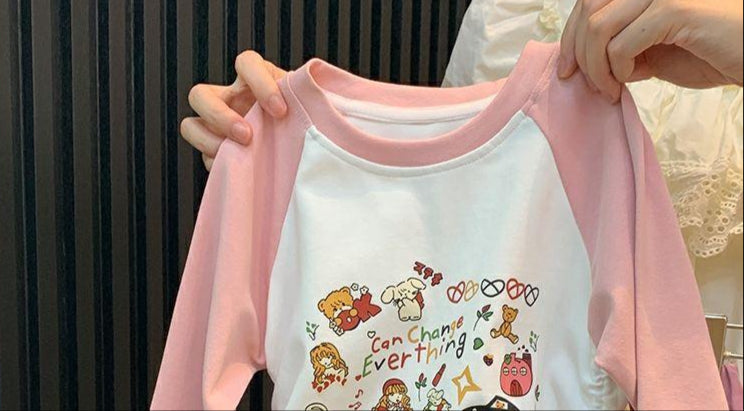 [363806] - Oneset Sporty Korea Setelan Baju Lengan Panjang Celana Panjang Cargo Fashion Anak Perempuan Cewek - Motif Love is Everything