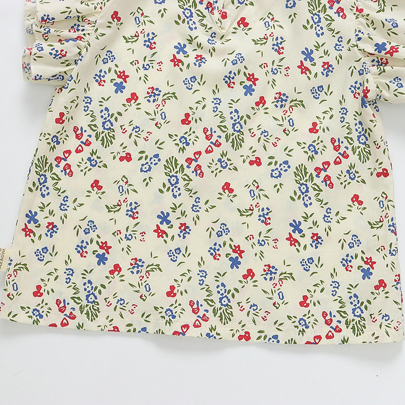 [340407] - Baju Setelan Blouse Celana Pendek Balon Fashion Anak Perempuan - Motif Small Flowers