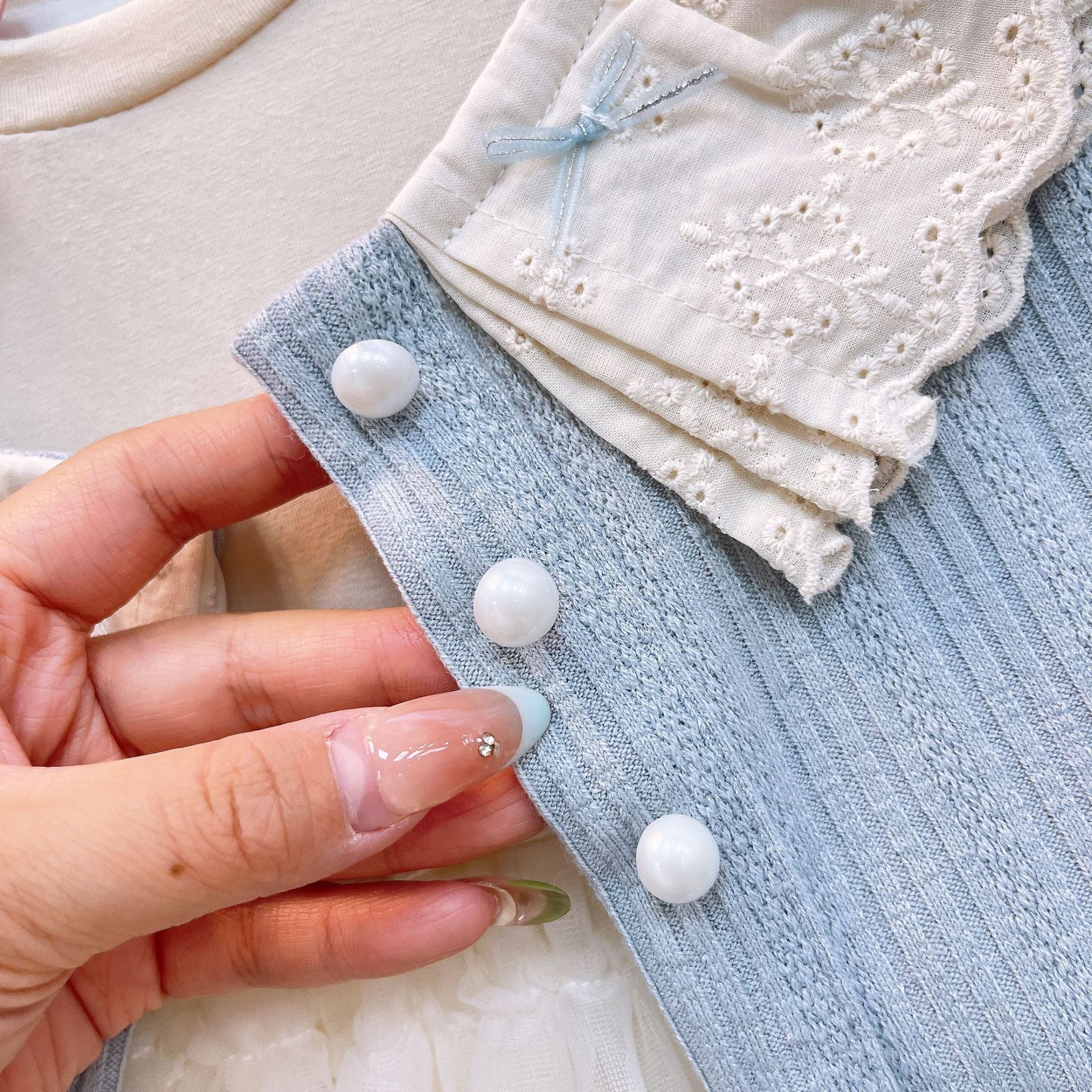 [363934] - One Set 2in1 Baju Setelan Dress Gaun Lengan Panjang Atasan Cardigan Vest Korean Fashion Anak Perempuan Cewek - Motif Cute Lace - BABYHOKI STORE - BABYHOKI STORE