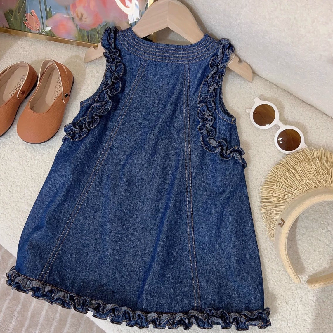 [963289] - Baju Gaun Dress Summer Lengan Kutung Korean Style Anak Perempuan Cewek - Motif Ruffled - BABYHOKI STORE