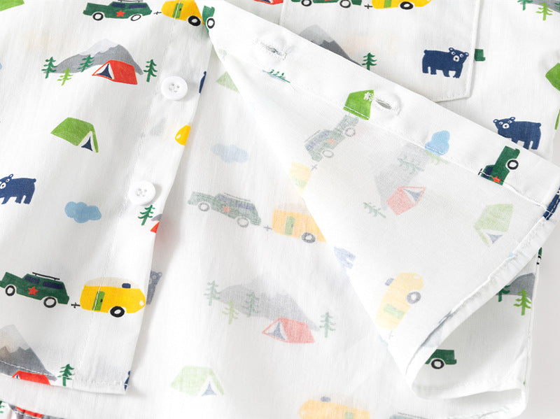 [383213] - Atasan Baju Kemeja Lengan Panjang Anak Laki-Laki - Motif Little Explorer