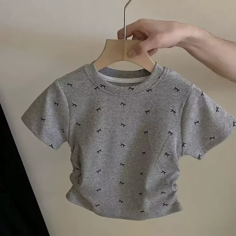 [5071162] - One Set 2in1 Baju Setelan Atasan Kaos Lengan Pendek Bawahan Rok Pendek Comfort Fashion Style Anak Perempuan Cewek - Motif Cute Bow - BABYHOKI STORE