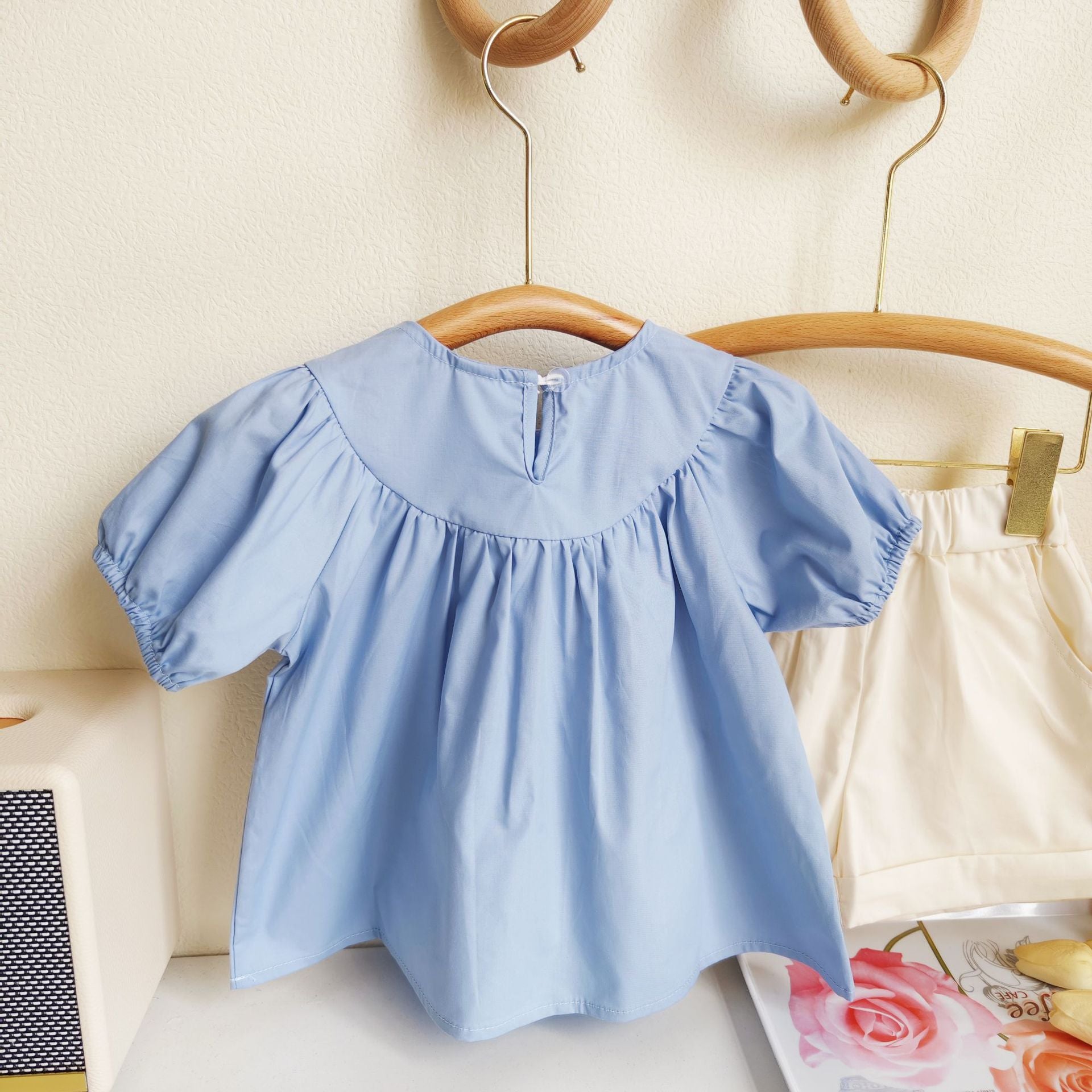 BABYHOKI STORE Usia 7 8 9 10 Tahun Baju Anak Tanggung Cewek [363648] - Setelan Blouse Celana Pendek Chino Anak Perempuan - Motif Collar Flower