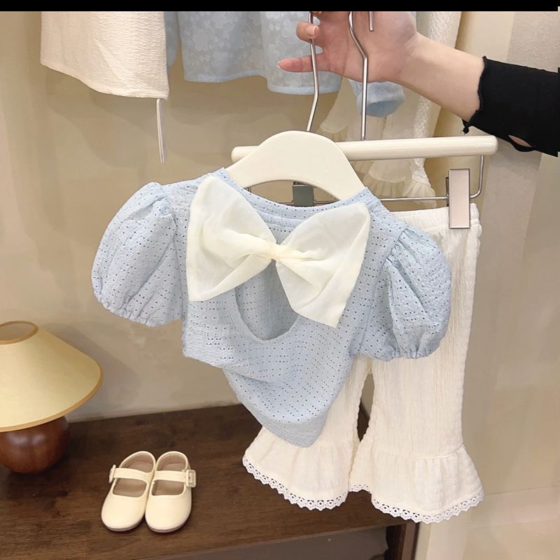 [363654] - Oneset Pita Besar Lucu Setelan Baju Fashion Korea Blouse Celana Duyung Anak Perempuan Cewek - Motif Ribbon Spot