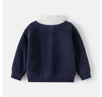 [5131092] - Baju Kemeja Sweater Lengan Panjang Fashion Anak Laki-Laki - Motif Bear Logo