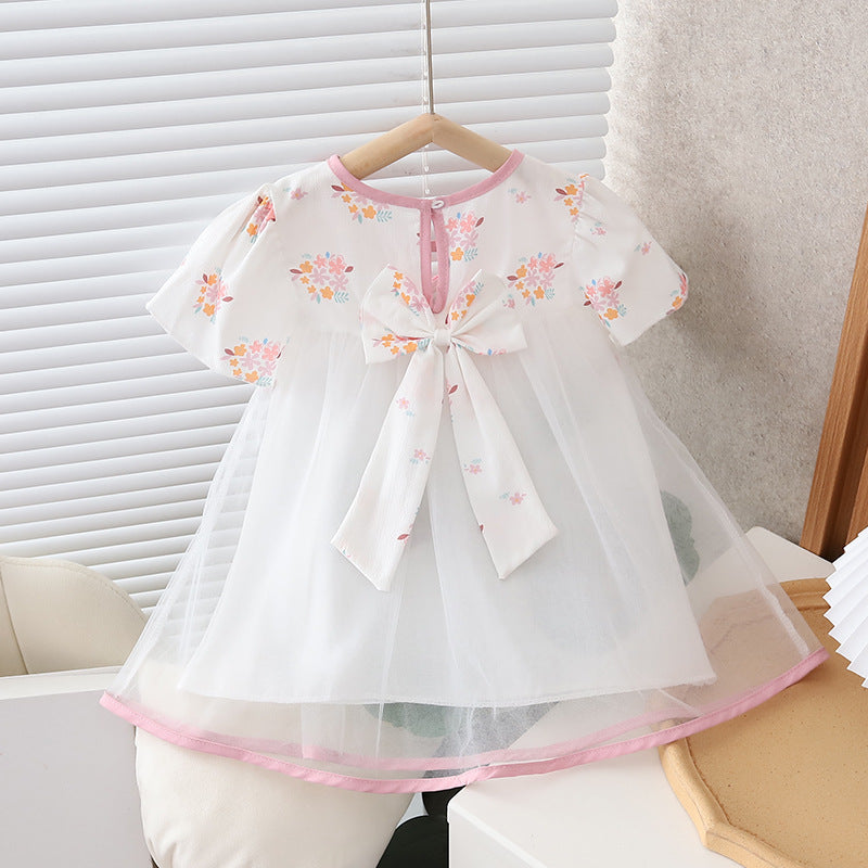 [352380] - Baju Mini Dress Lengan Pendek Anak Perempuan - Motif Ribbon Flower