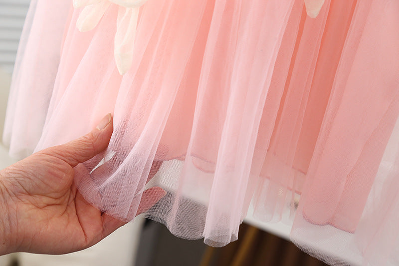 [352396] - Baju Mini Dress Lengan Kutung Fashion Import Anak Perempuan - Motif Plain Ribbon