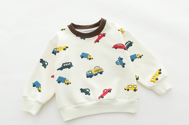 [345495] - One Set 2in1 Baju Setelan Atasan Sweater Lengan Panjang Bawahan Celana Panjang Jeans Fashionable Handsome Anak Cowok Laki-Laki - Motif Cars - BABYHOKI STORE - BABYHOKI STORE