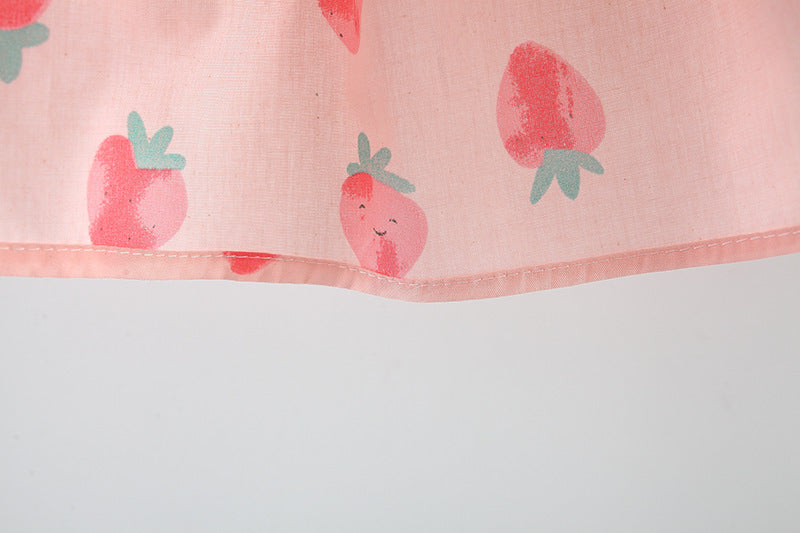 [340367] - Baju Mini Dress Lengan Balon Fashion Anak Perempuan - Motif Strawberry Pattern