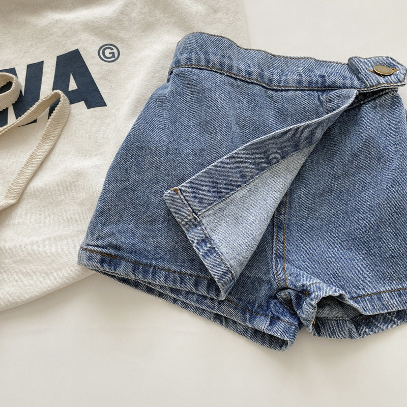 [508233] - Celana Jeans Model Semi Rok Fashion Anak Perempuan - Motif Side Cover