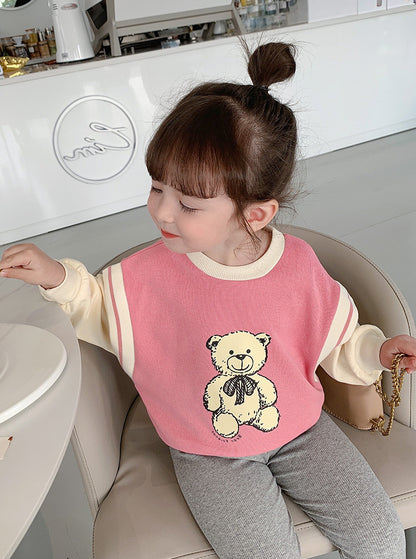 [507S162] - Baju Atasan Sweater Lengan Panjang Fashion Anak Perempuan - Motif Teddy Bear