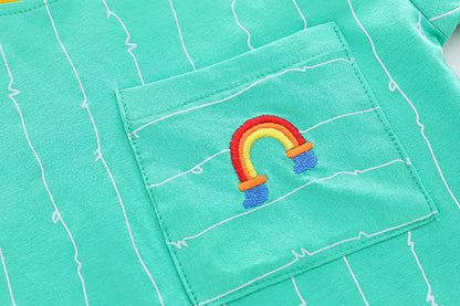 [345467] - Baju Setelan Kaos Celana Pendek Anak Laki-Laki Fashion Import - Motif Rainbow Letter