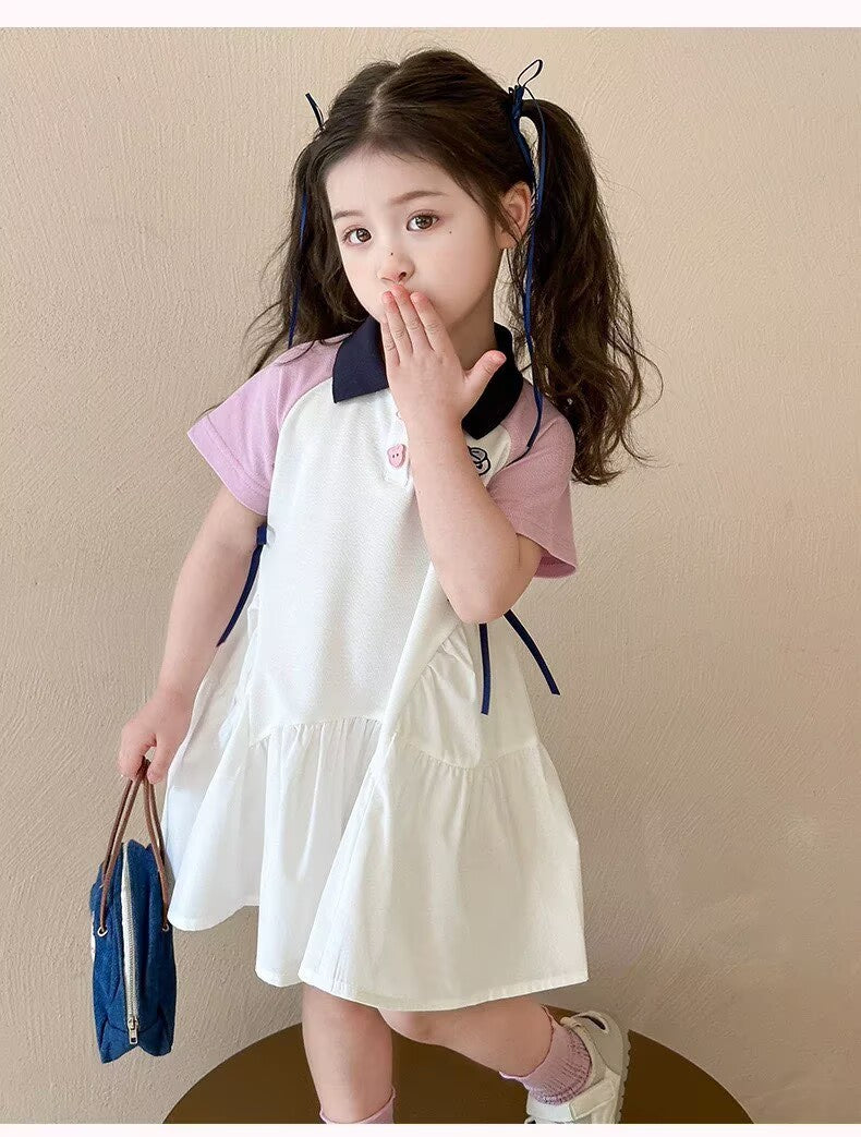 [5071144] - Baju Gaun Dress Lengan Pendek Comfort Style Anak Perempuan Cewek - Motif Sweet Bear - BABYHOKI STORE