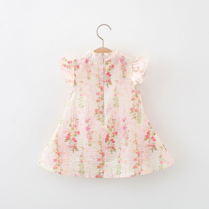 [340471] - Baju Dress Tanpa Lengan Fashion Anak Perempuan - Motif Flower Plant