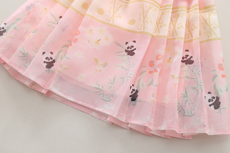 [340444] - Setelan Baju Tanpa Lengan Bawahan Rok Pendek Fashion Anak Perempuan - Motif Little Panda