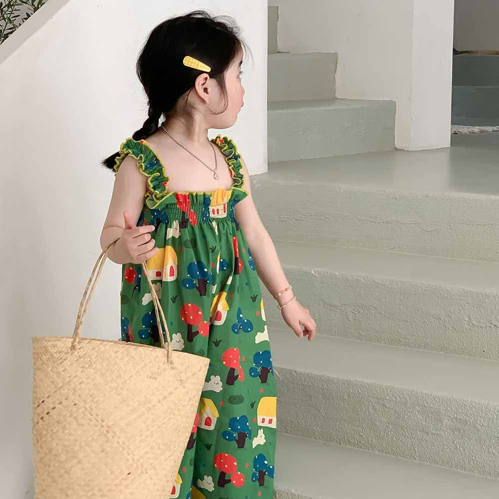 [507984] - Setelan Baju Jumpsuit Karet Kutung Fashion Import Anak Perempuan - Motif House Tree