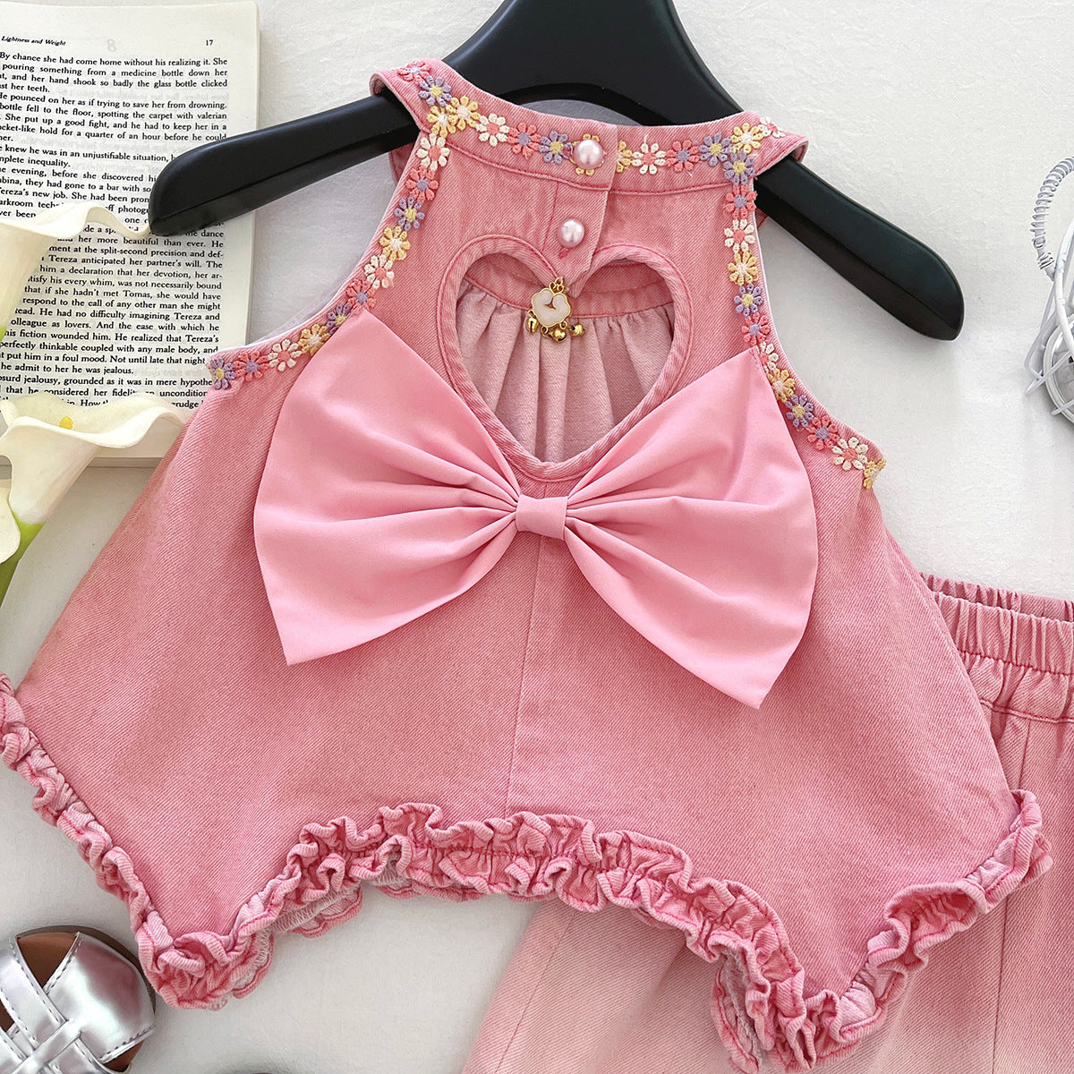 [963120] - One Set 2in1 Baju Setelan Atasan Lengan Kutung Bawahan Celana Pendek Korean Fashion Style Anak Perempuan Cewek - Motif Small Flower - BABYHOKI STORE
