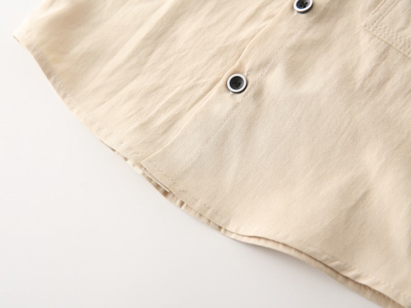 [383224] - Baju Atasan Kemeja Kerah Shanghai Koko Lengan Pendek Anak Laki-Laki Cowok - Motif Basic Color Pocket - BABYHOKI STORE - BABYHOKI STORE