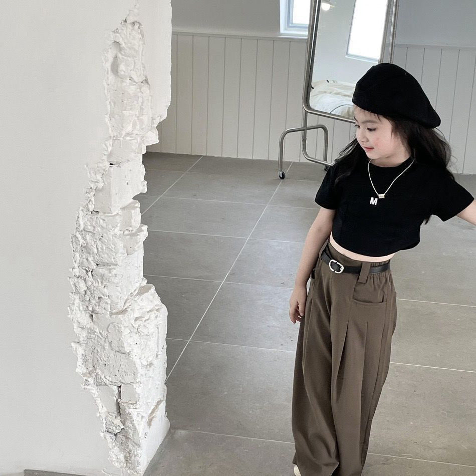 [5071034] - Setelan Baju Lengan Pendek Celana Panjang Fashion Anak Perempuan - Motif Plain M