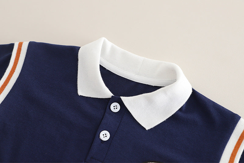 [345506] - One Set 2in1 Baju Setelan Summer Outfit Atasan Koas Polo Lengan Pendek Bawahan Celana Pendek Sporty Anak Cowok Laki-Laki - Motif Color Stripe - BABYHOKI STORE - BABYHOKI STORE