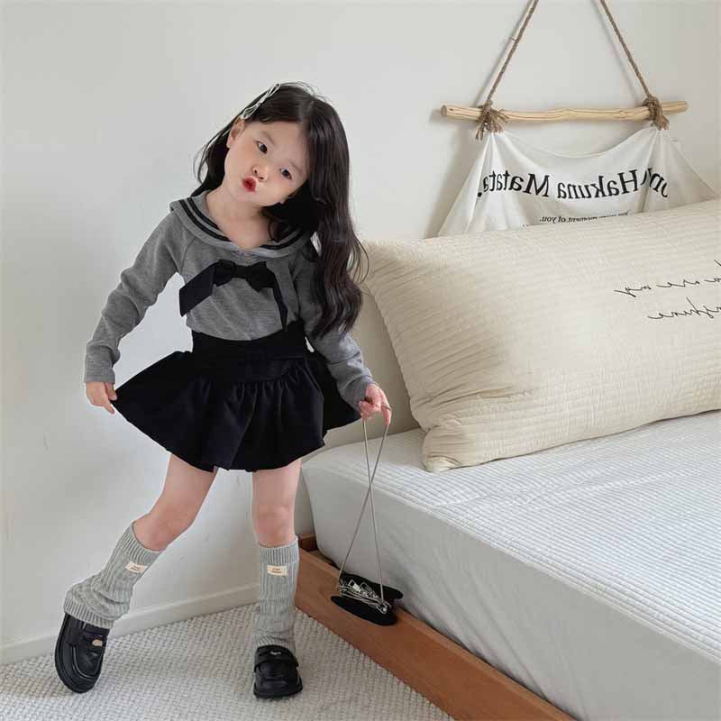 [5071066] - Setelan Baju Lengan Panjang Bawahan Rok Pendek Fashion Anak Perempuan - Motif Sailor Style