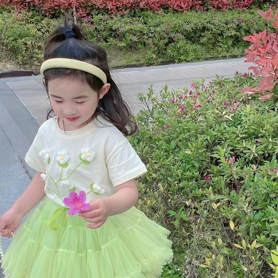 BABYHOKI STORE Usia 7 8 9 10 Tahun Baju Anak Tanggung Cewek [363644] - Setelan Atasan Lengan Pendek Bawahan Rok Pendek Anak Perempuan - Motif Flower Dew