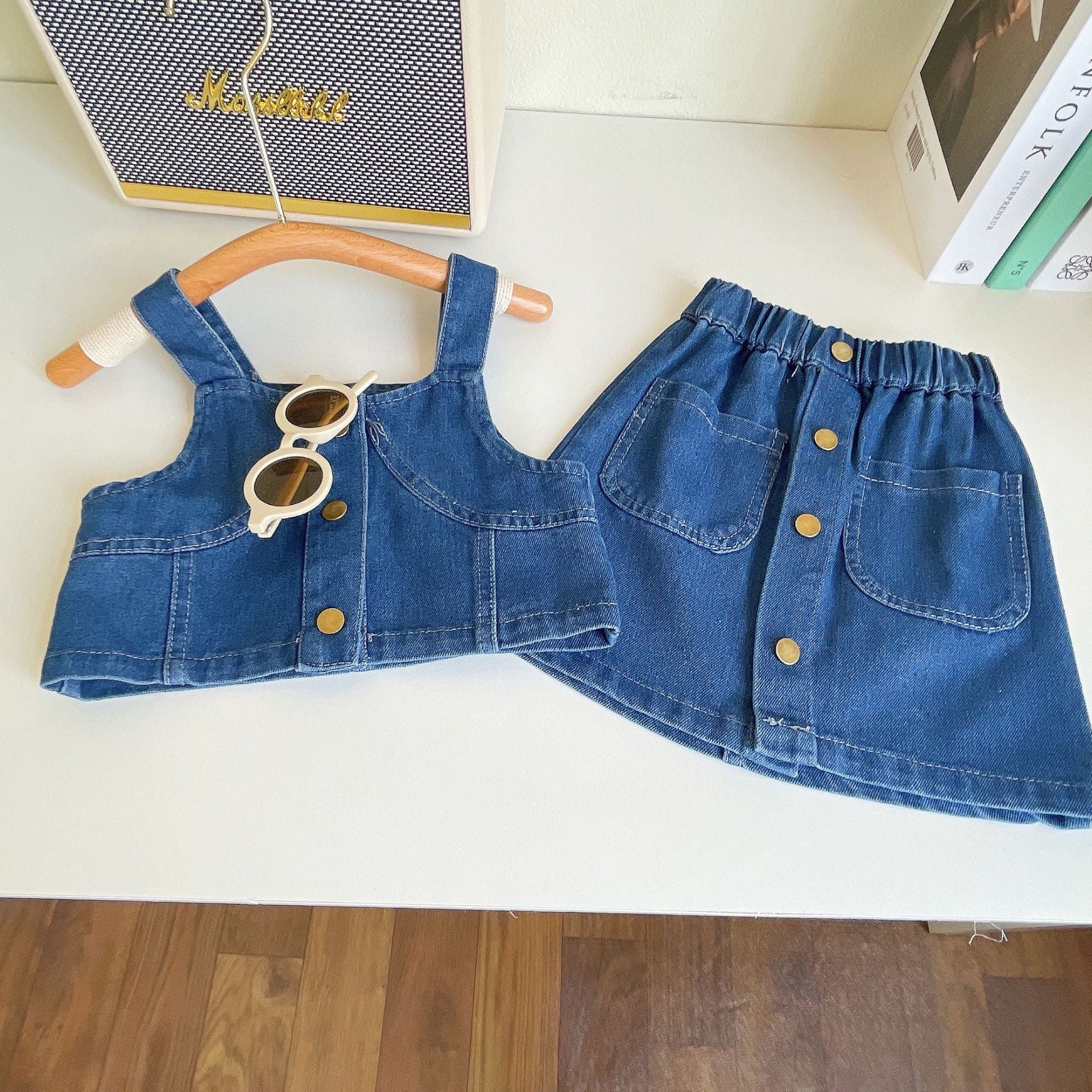 BABYHOKI STORE Usia 7 8 9 10 Tahun Baju Anak Tanggung Cewek [363619] - Setelan Atasan Crop Bawahan Rok Anak Perempuan - Motif Plain Casual