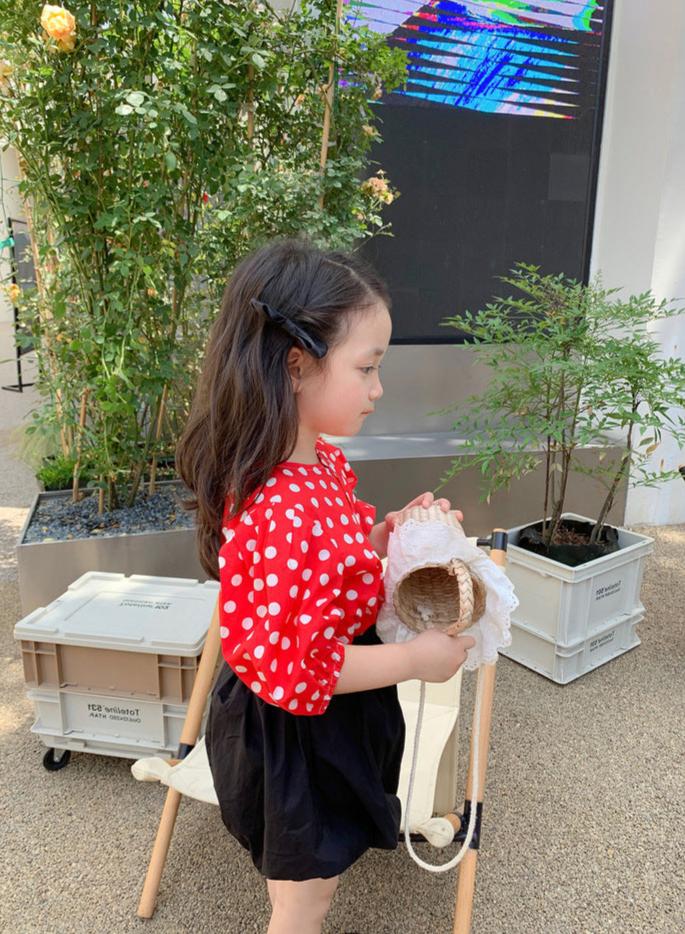[507S1108] - Baju Atasan Lengan Pendek Blouse Fashion Anak Perempuan - Motif Polka Dot