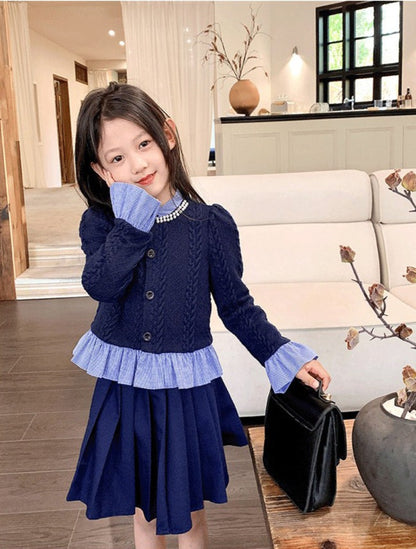 [507990] - Baju Setelan Blouse Rajut Bawahan Rok Fashion Import Anak Perempuan - Motif Hand Lace
