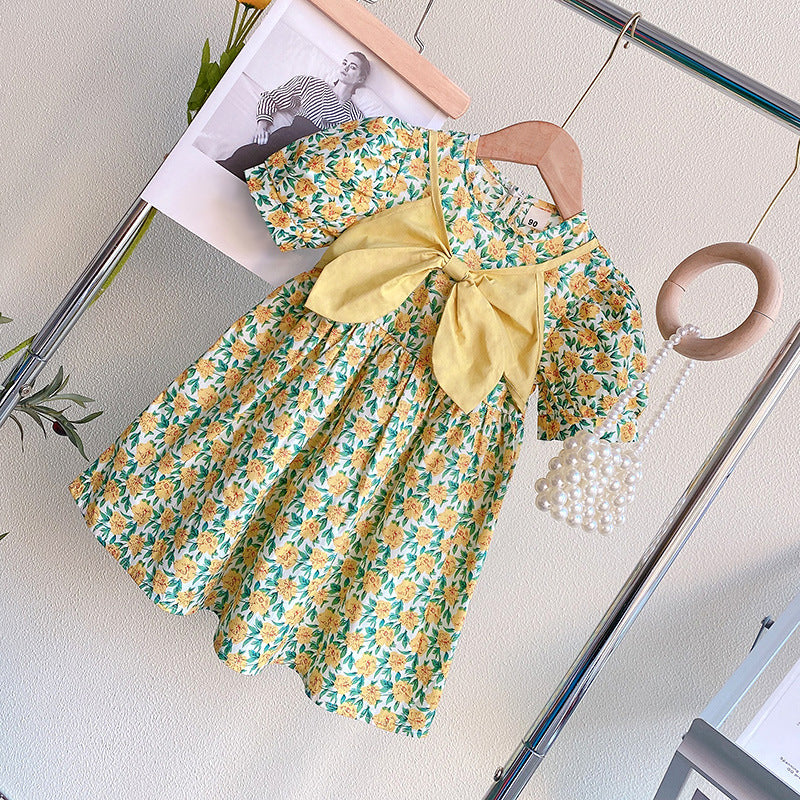 [507S169] - Baju Dress Lengan Pendek Fashion Anak Perempuan - Motif Ribbon Flower