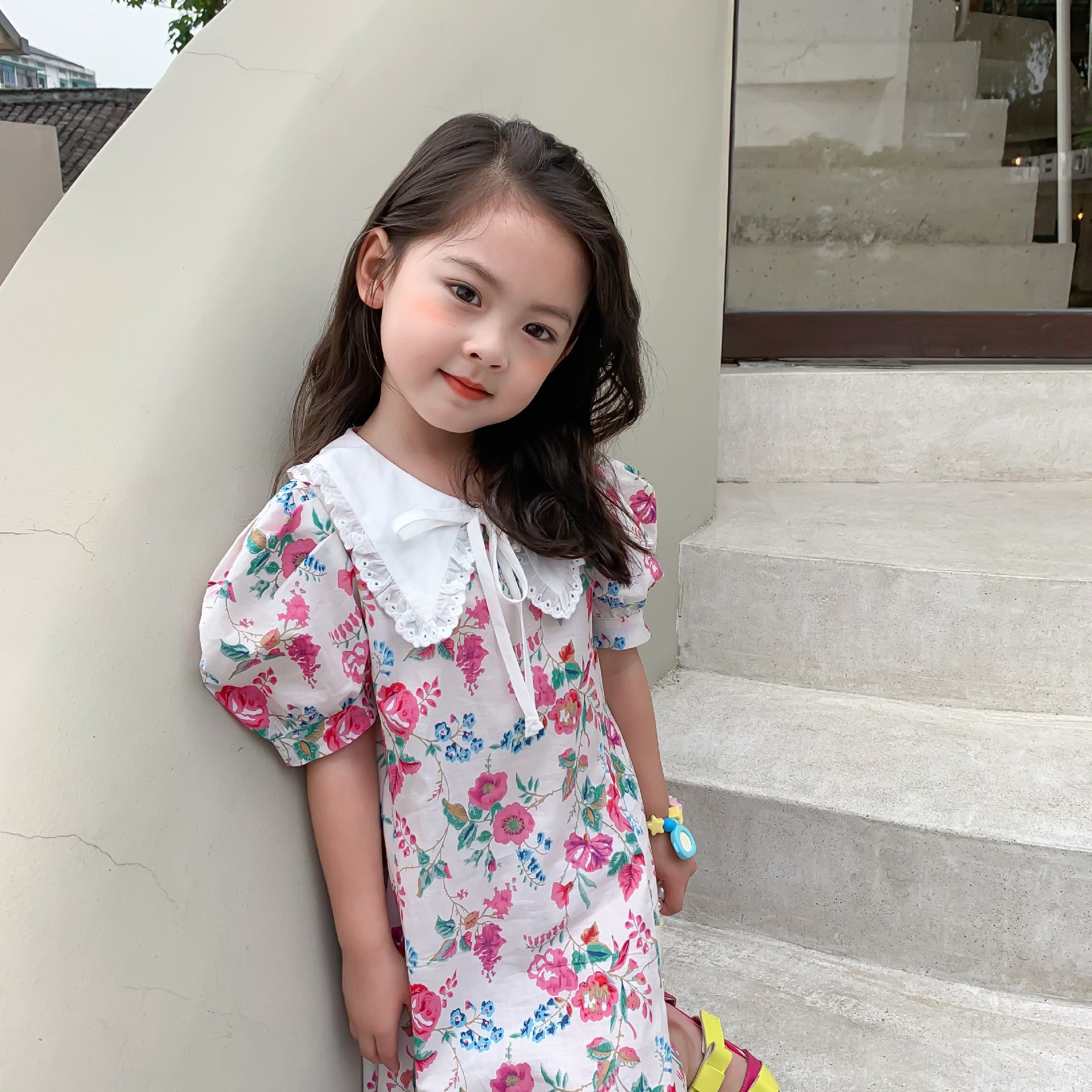 [507S178] - Baju Dress Lengan Pendek Fashion Anak Perempuan - Flower Lace