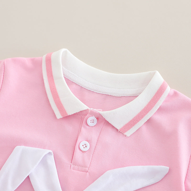 [368582] - Baju Setelan Atasan Polo Lengan Pendek Bawahan Celana Pendek Fashion Sporty Summer Anak Perempuan Cewek - Motif Cute Rabbit