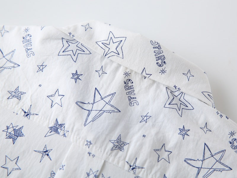 [383215] - Baju Atasan Kemeja Lengan Panjang Anak Laki-Laki - Motif Stars & Stripes