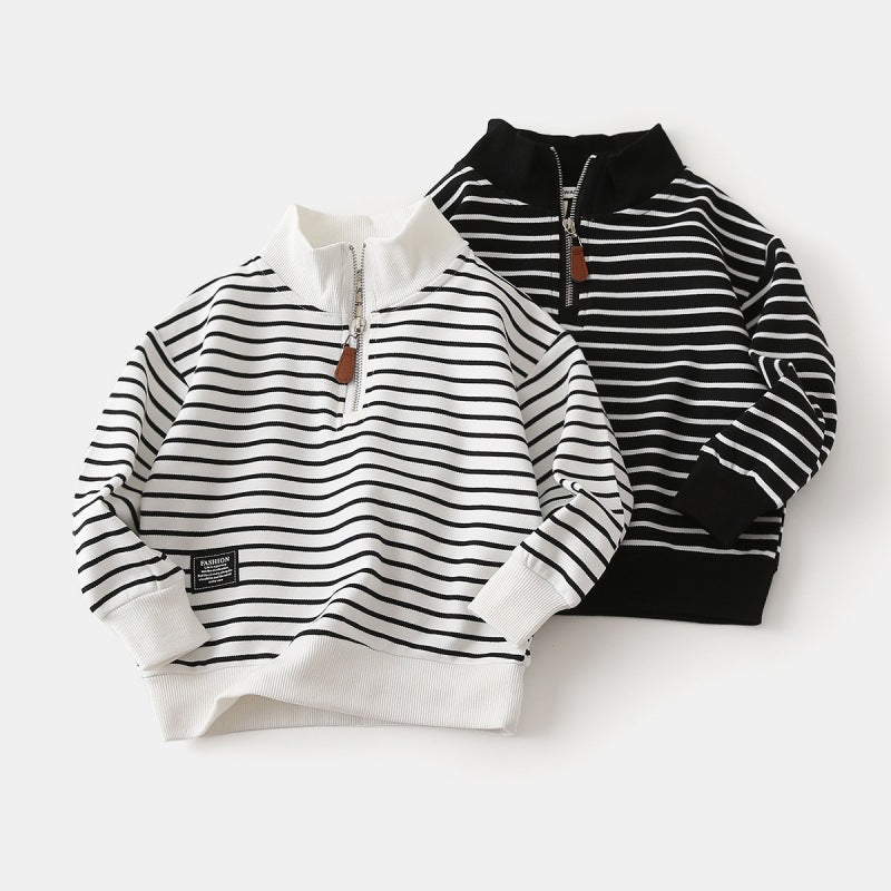 [383200] - Baju Atasan Sweater Kerah Lengan Panjang Anak Laki-Laki - Motif Zipper Line