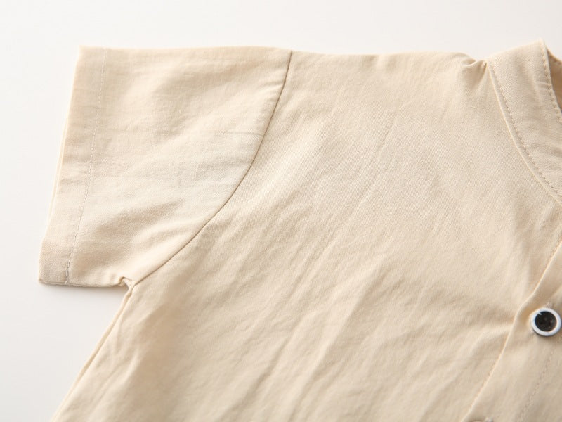 [383224] - Baju Atasan Kemeja Kerah Shanghai Koko Lengan Pendek Anak Laki-Laki Cowok - Motif Basic Color Pocket - BABYHOKI STORE - BABYHOKI STORE