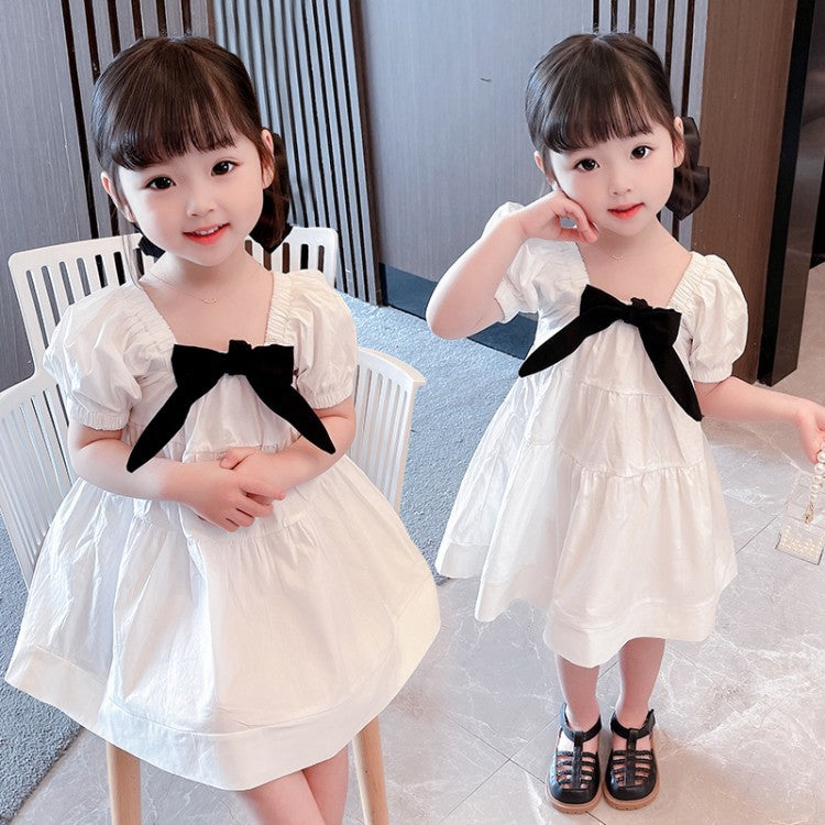 [507S1105] - Baju Dress Lengan Pendek Fashion Anak Perempuan Trendi - Motif Pretty Ribbon
