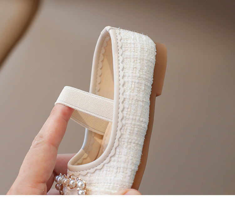 [381288 Size 21-35] - Sepatu Flat Slip On Princess Shoes Korean Version Anak Perempuan Cewek - Motif Cute Pearl - BABYHOKI STORE