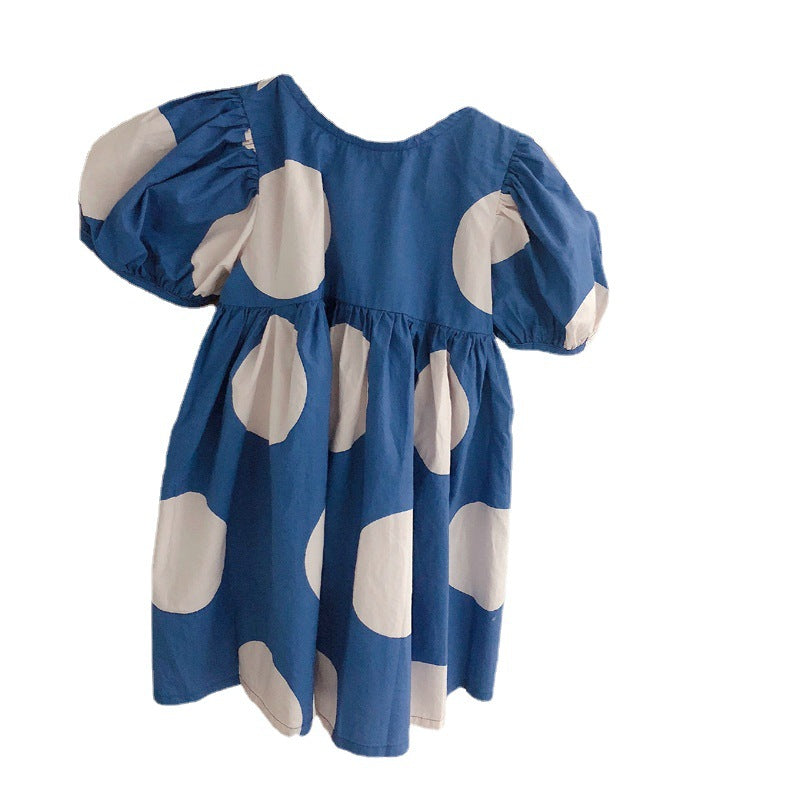 [507S1136] - Baju Dress Lengan Pendek Fashion Anak Perempuan - Motif Round Shape