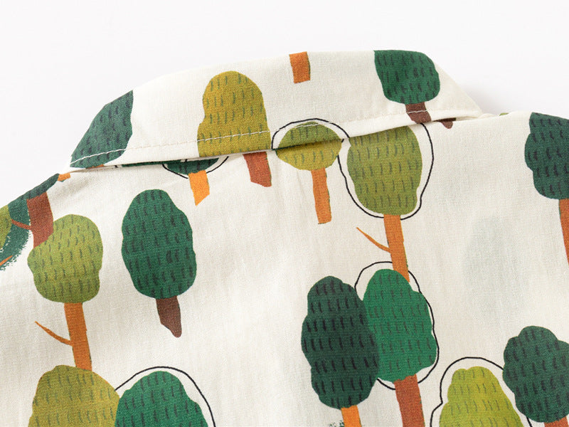 [383208] - Atasan Baju Kemeja Lengan Pendek Anak Laki-Laki - Motif Mix Abstract Nature Animal