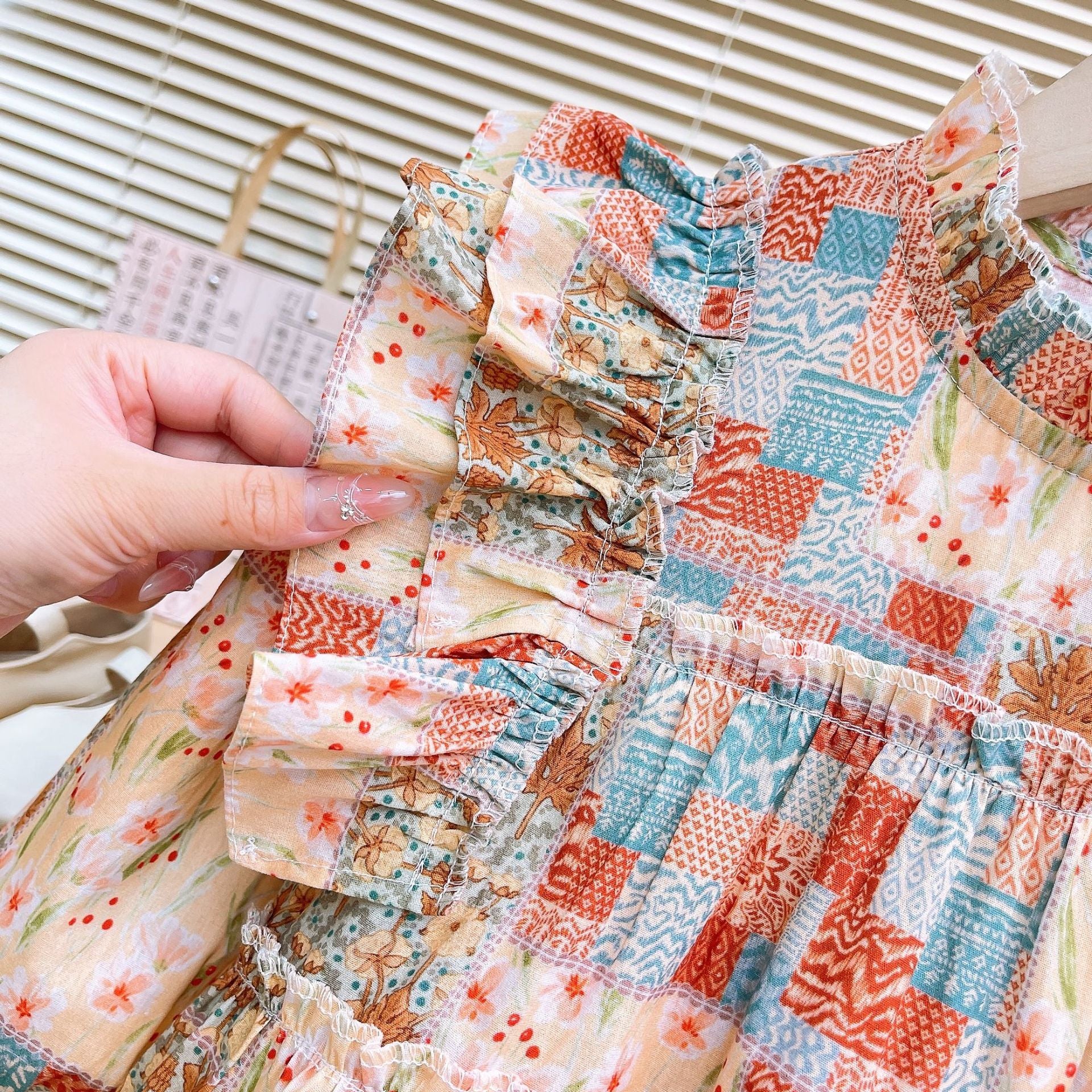 [363795] - Setelan Baju Blouse Lengan Panjang Celana Jeans Panjang Fashion Anak Perempuan - Motif Nature Flower